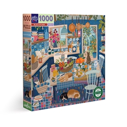 Puslespil 1000 brikker - Blue Kitchen - Blå køkken fra eeBoo